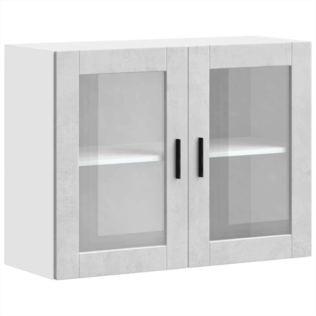Kitchen Wall Cabinet with Glass Door Porto Concrete Grey